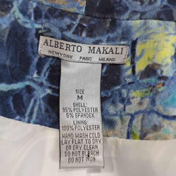 Alberto Makali Jacket Womens Medium Blue Patterned Blazer Open Front Art - Picture 6 of 9
